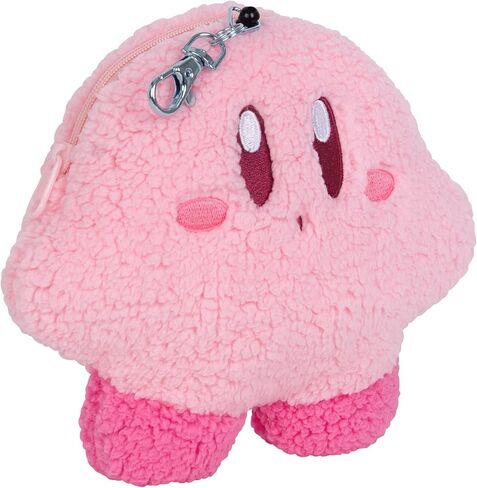 TOMY Mofulatto - حقيبة عملات Kirby القطيفة - محفظة قطيفة بسحاب مع مشبك قابل للسحب - تتضمن نافذة شفافة لبطاقة الهوية - Kirby Merch وملحقاتها - 6 بوصات - للأعمار من 14 عامًا فما فوق in Kuwait