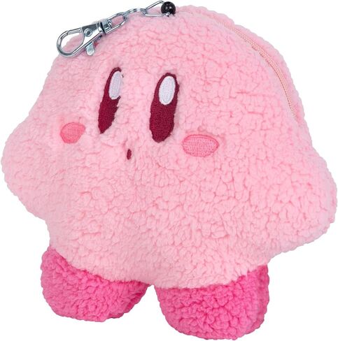 TOMY Mofulatto - حقيبة عملات Kirby القطيفة - محفظة قطيفة بسحاب مع مشبك قابل للسحب - تتضمن نافذة شفافة لبطاقة الهوية - Kirby Merch وملحقاتها - 6 بوصات - للأعمار من 14 عامًا فما فوق in Kuwait