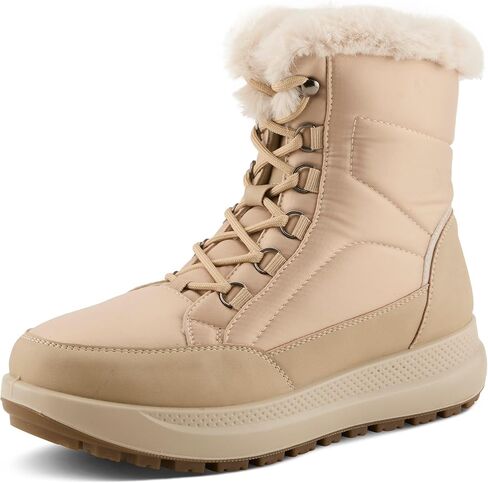 Flexus LAROUI Women’s Waterproof Winter Bootie – Faux Fur Lined Nylon Upper with Platform Sole and Slip-On Ease – Cold Weather Ankle Boot in Saudi Arabia