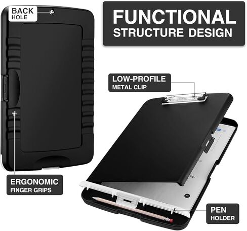 Clipboard with Storage, Heavy Duty Plastic Storage Clipboard with Low Profile Clip,Organization Box with Pen Holder and A4 Legal Paper Folder, Teacher Must Haves, Office Supplies in Kuwait