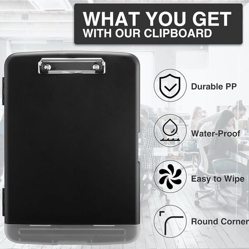 Clipboard with Storage, Heavy Duty Plastic Storage Clipboard with Low Profile Clip,Organization Box with Pen Holder and A4 Legal Paper Folder, Teacher Must Haves, Office Supplies in Kuwait