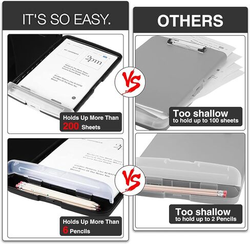 Clipboard with Storage, Heavy Duty Plastic Storage Clipboard with Low Profile Clip,Organization Box with Pen Holder and A4 Legal Paper Folder, Teacher Must Haves, Office Supplies in Kuwait