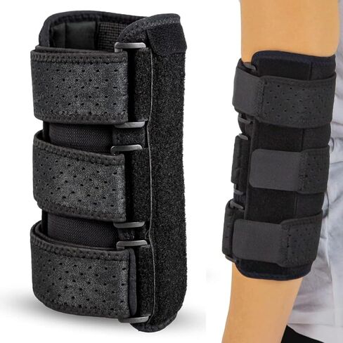 Vive Elbow Splint Brace for Tendonitis, Cubital Tunnel, Sleep Support, Tennis Elbow - 2 Removeable Splints that Stabilize Joint for Pain Relief - Arm Compression Sleeve Immobilizer for Men and Women in Saudi Arabia