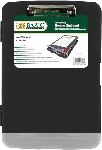 BAZIC Products Storage Clipboard with Pen Holder, Black, 14" x 9.8", 12 Count in Kuwait