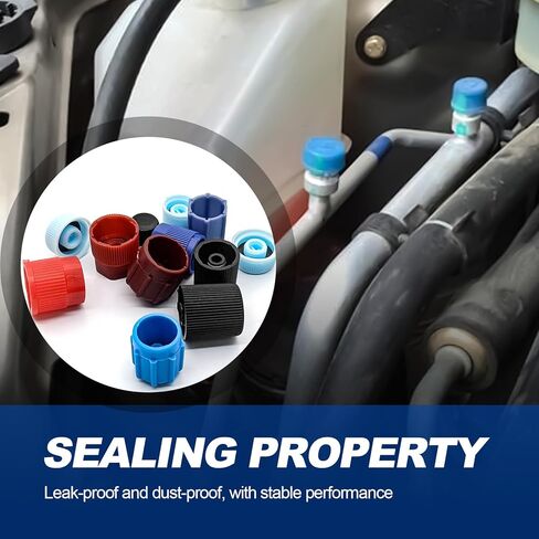 100PCS R12 R134a AC Caps Assortment, 12 Sizes Car A/C High Low Pressure Port Dust Cap Set, Air Conditioning Service Valve Core Covers, Universal Leakproof Sealing Hat Kit for Auto AC System Ports in Kuwait