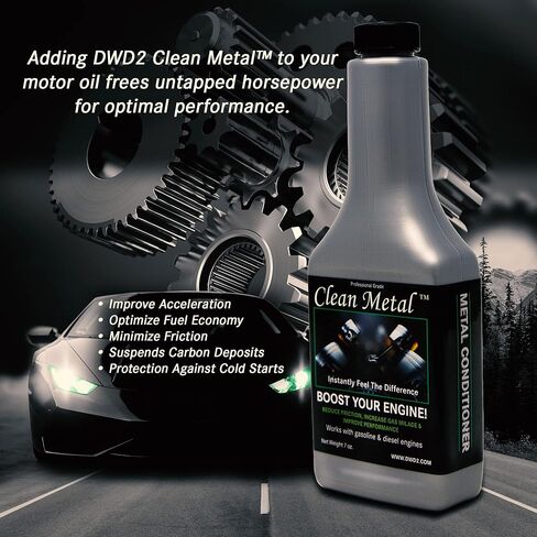 بلسم DWD2 Clean Metal™ - مادة مضافة لزيت المحرك، ومخفض الاحتكاك 7 أونصة. | مادة مضافة لزيت المحرك | تكنولوجيا النانو | خفض الحرارة والاحتكاك | تعزيز أداء المحرك | زيادة الاقتصاد في استهلاك الوقود in Kuwait