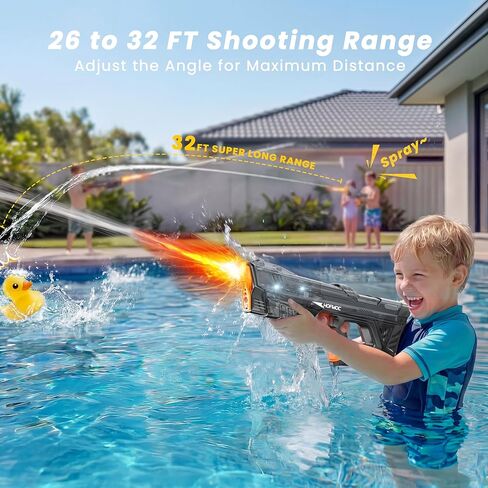 Electric Water Guns for Adults and Kids, 2-Pack Water Blaster for Outdoor Pool Toys, IPX6 Waterproof Squirt Gun, Comes with 4 Batteries, Summer Toys for Beach & Backyard in Kuwait