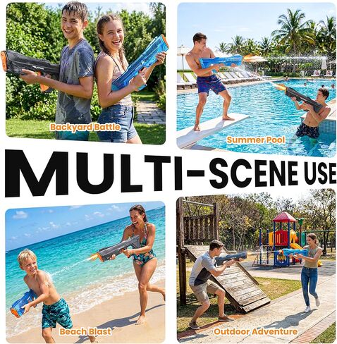 Electric Water Guns for Adults and Kids, 2-Pack Water Blaster for Outdoor Pool Toys, IPX6 Waterproof Squirt Gun, Comes with 4 Batteries, Summer Toys for Beach & Backyard in Kuwait