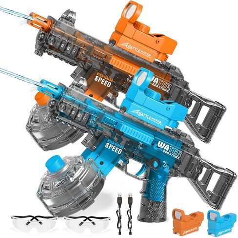 2 Pack Electric Water Guns for Adults Kids,Automatic Squirt Water Gun Up To 33 FT Long Range,High Capacity Water Gun,Ultimate Battle Powerful Water Blaster Summer Outdoor Beach Swimming Pool Water Toy in Kuwait