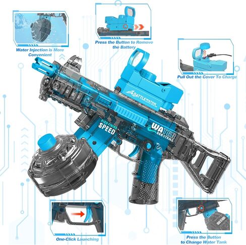 2 Pack Electric Water Guns for Adults Kids,Automatic Squirt Water Gun Up To 33 FT Long Range,High Capacity Water Gun,Ultimate Battle Powerful Water Blaster Summer Outdoor Beach Swimming Pool Water Toy in Kuwait