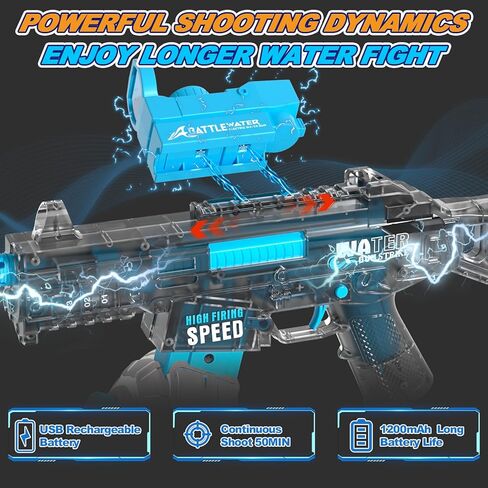 2 Pack Electric Water Guns for Adults Kids,Automatic Squirt Water Gun Up To 33 FT Long Range,High Capacity Water Gun,Ultimate Battle Powerful Water Blaster Summer Outdoor Beach Swimming Pool Water Toy in Kuwait