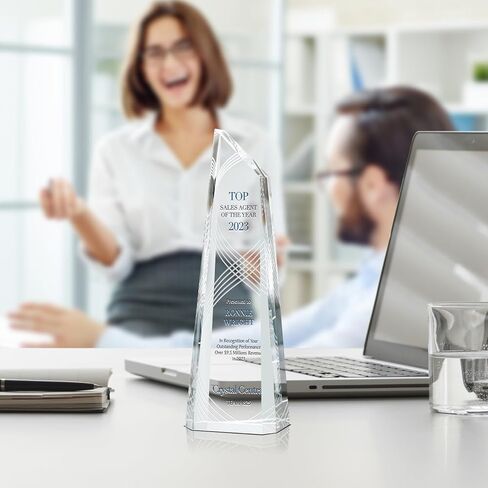 جائزة جائزة Crystal Peak Top Sales - لوحة تقدير خاصة بالشركة مع نقش مخصص للتميز في المبيعات، أو الأداء ربع السنوي، أو مندوب مبيعات العام (L - 10") in Kuwait