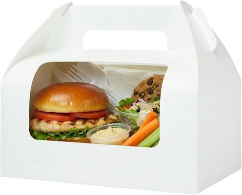 UnicoPak 30 حزمة 9x6x6 صناديق كرافت الجملون، صناديق الغداء الورقية من الورق المقوى للطعام، صناديق هدايا قابلة لإعادة التدوير مع مقابض للحلوى، والنزهة، والأطعمة الجاهزة، وأكياس الهدايا الجيدة، وصناديق الحظيرة القوية in Kuwait