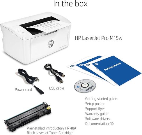 طابعة HP LaserJet Pro M15w اللاسلكية أحادية اللون، تعمل مع Alexa (W2G51A) in Kuwait