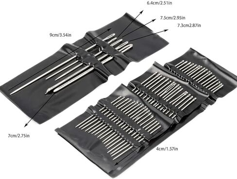 55pcs Stainless Steel Hand Sewing Needles Set - Big Eye Embroidery & Needlework Kit with Assorted Sizes, Uncharged, White Packaging in Kuwait