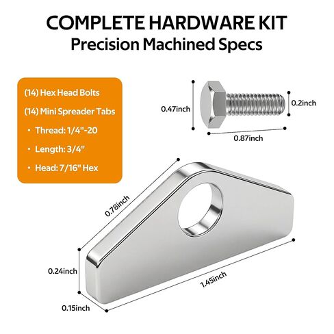 BBC Valve Cover Bolt & Spreader Tab Kit, 14pc Polished 304 Stainless Steel Hardware for Big Block Chevy 396 427 454 502 (1965–1987), 1/4"-20 Hex Head Bolts in Kuwait