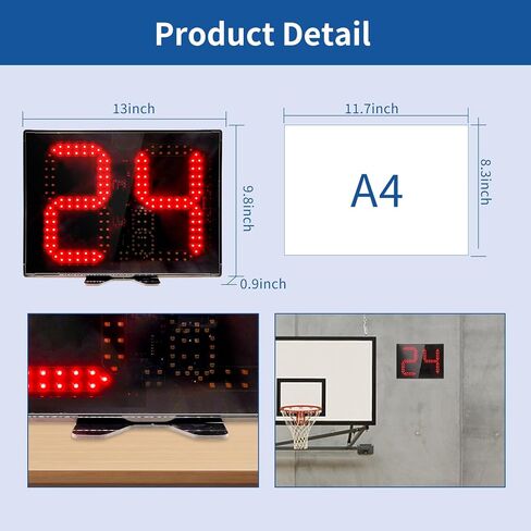 GAN XIN Basketball Shot Clock & LED Light,Remote Control,Support Battery Operated and Plug-in The Power 12/24/25/30/35/40/60 Seconds Countdown Timer in Saudi Arabia