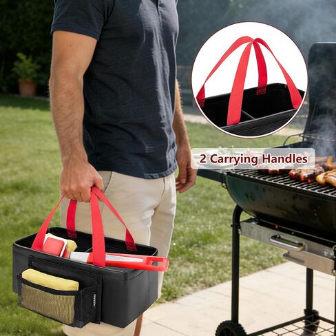 خزان HODRANT Grill Rescue Dunk مع غرفتين، فرشاة شواء مقاومة للماء خالية من الشعيرات مع جيب أمامي ومقابض محمولة، حقيبة تنظيف فرشاة شواء دلو ماء قابلة للطي للتخييم (حوض نقع فقط) in Kuwait