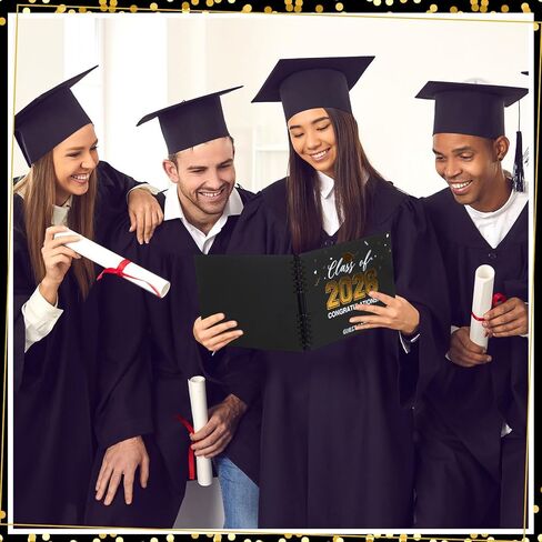 Pasimy 16 Pcs 2026 Graduation Scrapbook Photo Album Guest Book Set Class of 2026 with 10 DIY Pens Photo Frame Wooden Table Sign Grad Cap Stickers Corners Stickers for Graduation Party Gift Decorations in Kuwait