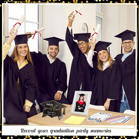 Pasimy 16 Pcs 2026 Graduation Scrapbook Photo Album Guest Book Set Class of 2026 with 10 DIY Pens Photo Frame Wooden Table Sign Grad Cap Stickers Corners Stickers for Graduation Party Gift Decorations in Kuwait