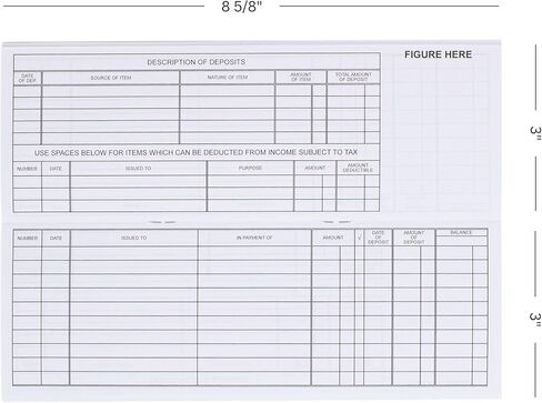 Business Check Register Book - 30 Double-Page Ledger Spreads - 8.625 x 3 Inches, with Deposit & Tax Tracking, Pocket Checkbook Transaction Log for Business Accounting, 1-Pack in Kuwait