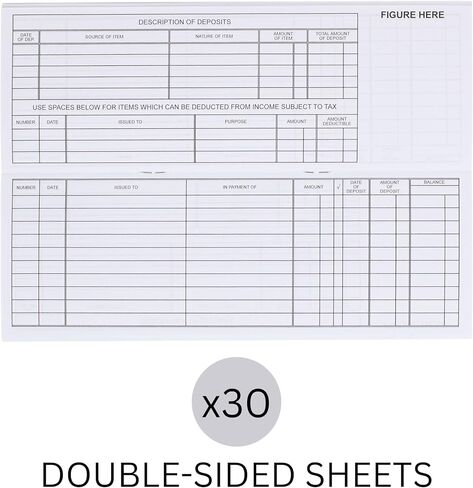 Business Check Register Book - 30 Double-Page Ledger Spreads - 8.625 x 3 Inches, with Deposit & Tax Tracking, Pocket Checkbook Transaction Log for Business Accounting, 1-Pack in Kuwait
