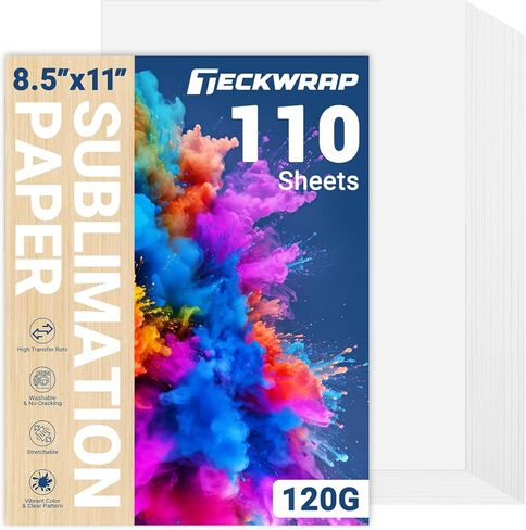 ورق تصعيد TECKWRAP مقاس 8.5 × 11 بوصة 110 ورقة 120 جرامًا للمتر المربع مثالي للقمصان والأكواب والأكواب والأقمشة الخفيفة - يستخدم مع حبر التسامي والطابعة لمشاريع الأعمال اليدوية in Kuwait