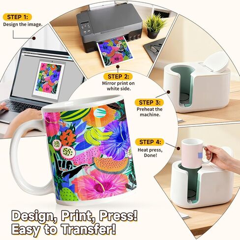 ورق تصعيد TECKWRAP مقاس 8.5 × 11 بوصة 110 ورقة 120 جرامًا للمتر المربع مثالي للقمصان والأكواب والأكواب والأقمشة الخفيفة - يستخدم مع حبر التسامي والطابعة لمشاريع الأعمال اليدوية in Kuwait
