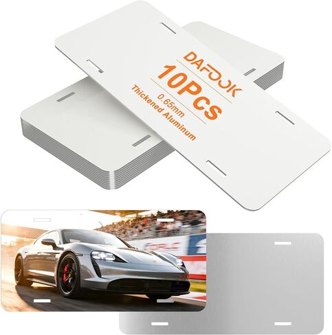 10 Pack Sublimation License Plate Blanks 6x12 Inch, 0.65mm Thick, Double-Sided Protective Film, Aluminum White Panels for DIY Custom Art & Crafts in Kuwait