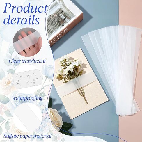 150 Pcs Vellum Jackets for 5x7 Invitations, Clear Invitation Belly Bands, Belly Bands for Wedding Invitations for Wedding Invitation Accessories, Envelopes, Decorative Card, Gift Wraps in Kuwait