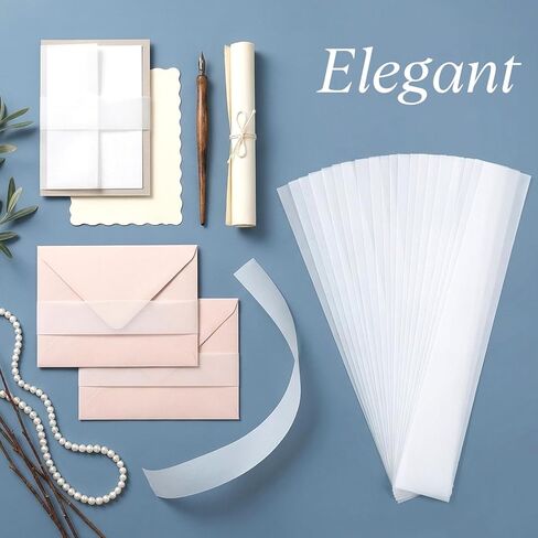 150 Pcs Vellum Jackets for 5x7 Invitations, Clear Invitation Belly Bands, Belly Bands for Wedding Invitations for Wedding Invitation Accessories, Envelopes, Decorative Card, Gift Wraps in Kuwait