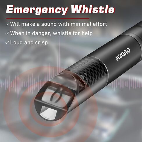4-in-1 Car Window Breaker Seatbelt Cutter with Survival Whistle & LED Flashlight, Spring-Loaded Glass Breaker for Underwater, Portable Automotive Emergency Escape Tool, Black in Kuwait