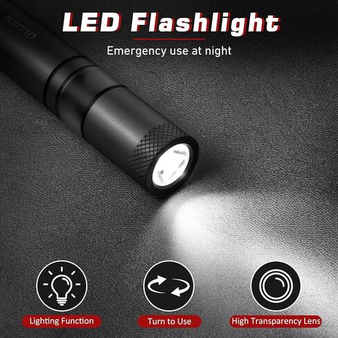 4-in-1 Car Window Breaker Seatbelt Cutter with Survival Whistle & LED Flashlight, Spring-Loaded Glass Breaker for Underwater, Portable Automotive Emergency Escape Tool, Black in Kuwait