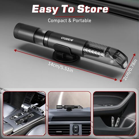 4-in-1 Car Window Breaker Seatbelt Cutter with Survival Whistle & LED Flashlight, Spring-Loaded Glass Breaker for Underwater, Portable Automotive Emergency Escape Tool, Black in Kuwait