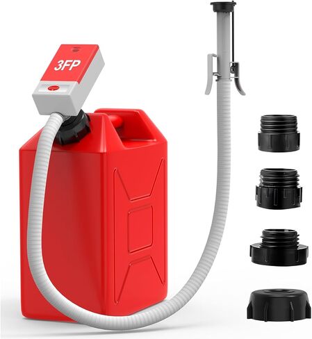 Fuel Transfer Pump with Auto Stop Sensor and 4 Tank Adapter, 3.2 Gallon per minute & 51'' Extra Long Hose, Portable Gas Can Pump for Oil, Diesel and Gasoline with Overfill Protection (Red) in Kuwait