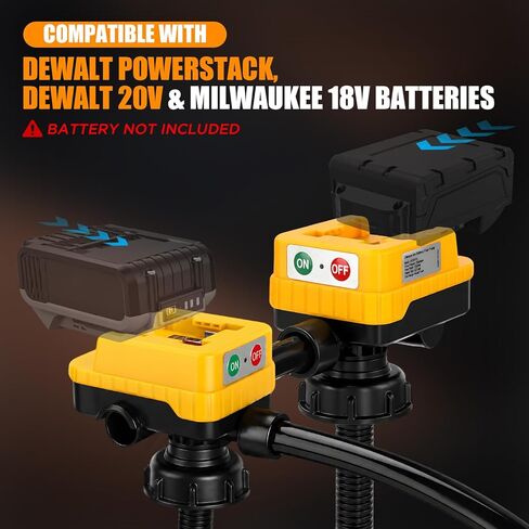 4.5 GPM Cordless Fuel Transfer Pump with 51'' PVC hose, Compatible with DeWalt 20V（Include POWERSTACK) & Milwaukee 18V Batteries, Auto-Stop, 4 adapters & multi-adapter for Gas Can (Bare Tool) in Kuwait