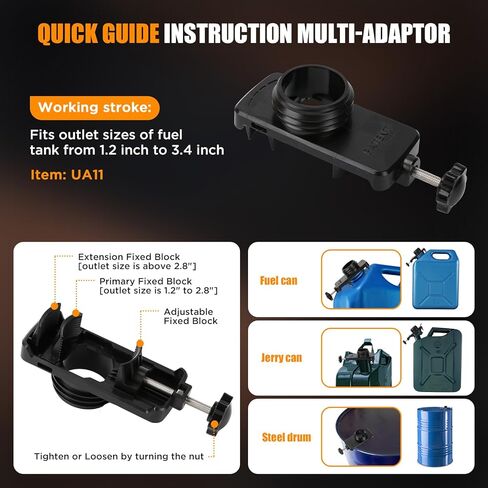 4.5 GPM Cordless Fuel Transfer Pump with 51'' PVC hose, Compatible with DeWalt 20V（Include POWERSTACK) & Milwaukee 18V Batteries, Auto-Stop, 4 adapters & multi-adapter for Gas Can (Bare Tool) in Kuwait
