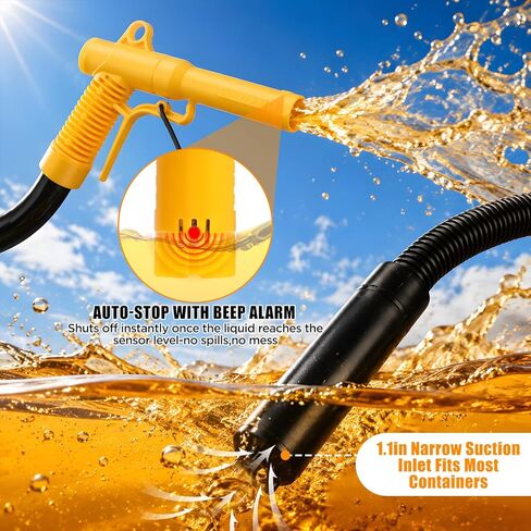 4.5 GPM Cordless Fuel Transfer Pump with 51'' PVC hose, Compatible with DeWalt 20V（Include POWERSTACK) & Milwaukee 18V Batteries, Auto-Stop, 4 adapters & multi-adapter for Gas Can (Bare Tool) in Kuwait