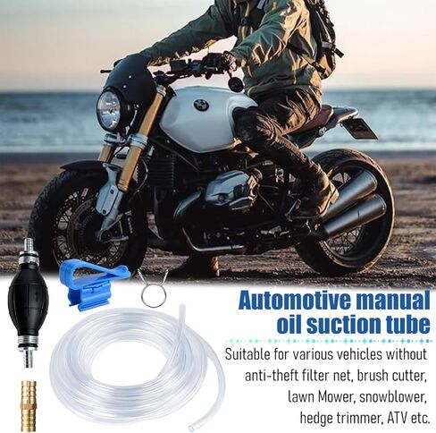 Car Gasoline Siphon Hose Pump, High Flow Manual Hand Gas Oil Pump with 2 PVC Hoses & Clip, Automotive Fuel Transfer Siphon Hose for Water Petrol Diesel, Universal for Vehicles in Kuwait