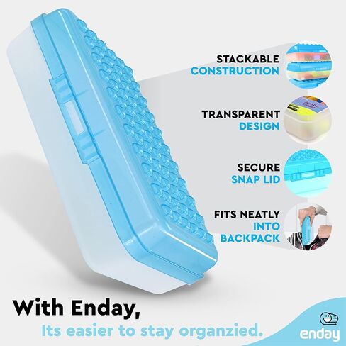 Plastic Pencil Box Large Capacity Pencil Boxes – 6 Pack Assorted colors, pencil box Plastic Pencil Case Office Supplies Storage Organizer Box - By Enday in Kuwait