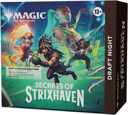 Magic: The Gathering Secrets of Strixhaven - Draft Night (معزز جامع واحد، 12 معزز لعب، 90 منطقة، 10 بطاقات رمزية) in Kuwait