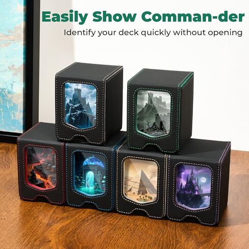 Fabmaker 4 Pack Deck Box Compatible with MTG Commander, (patent Pending) Magnetic Trading Card Storage Box with Commander, Fits 100 Double-Sleeved Cards, Card Box Compatible with Magic the Gathering in Saudi Arabia