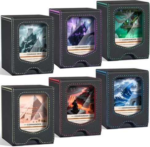 Fabmaker 4 Pack Deck Box Compatible with MTG Commander, (patent Pending) Magnetic Trading Card Storage Box with Commander, Fits 100 Double-Sleeved Cards, Card Box Compatible with Magic the Gathering in Saudi Arabia