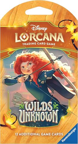 Ravensburger Disney Lorcana TCG: حزمة معززة فردية Wilds Unknown - 12 بطاقة - قد تختلف التعبئة - مثالية للأعمار من 8 سنوات فما فوق in Kuwait