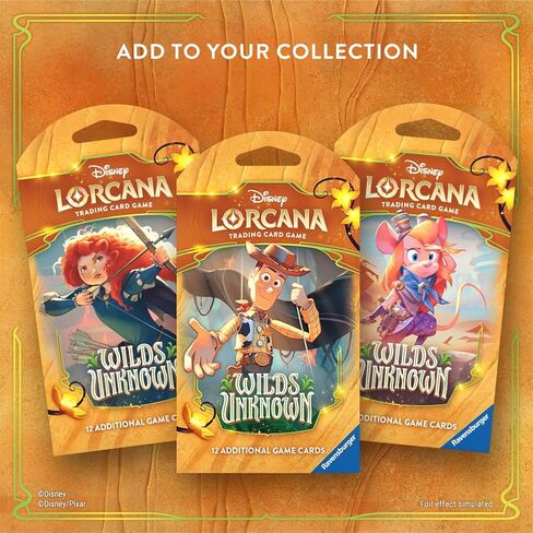 Ravensburger Disney Lorcana TCG: حزمة معززة فردية Wilds Unknown - 12 بطاقة - قد تختلف التعبئة - مثالية للأعمار من 8 سنوات فما فوق in Kuwait
