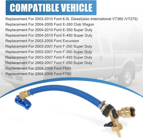 6.0L Oil Cooler Flush Kit With "T" Port and Aluminum Anodize Adapter Compatible With Ford 6.0 Diesel 2003-2010 Replacement For International VT365 / VT275 in Kuwait