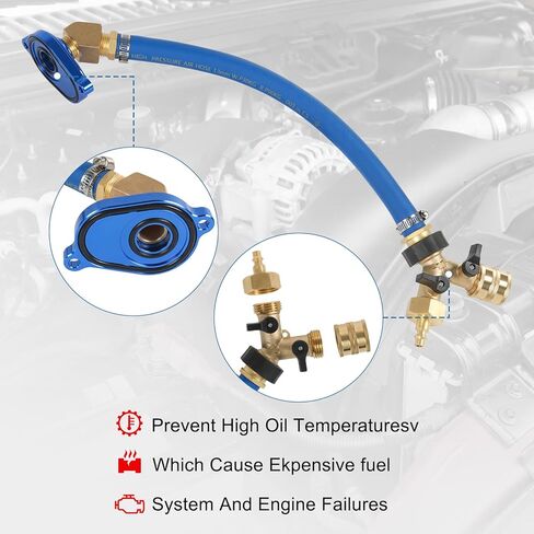 6.0L Oil Cooler Flush Kit With "T" Port and Aluminum Anodize Adapter Compatible With Ford 6.0 Diesel 2003-2010 Replacement For International VT365 / VT275 in Kuwait