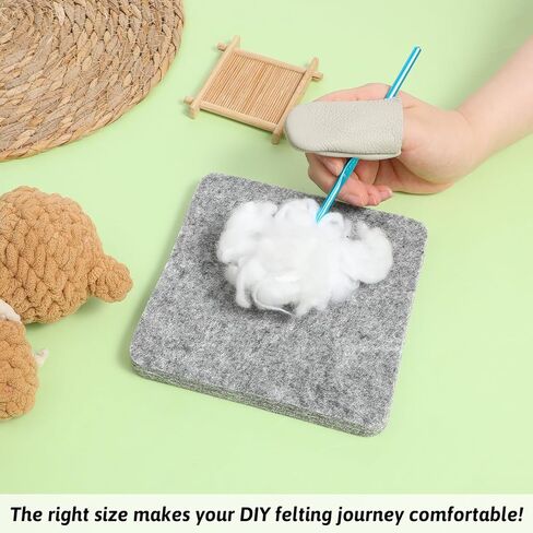 Needle Felting Pad Mat 6×6 in Grey Sponge Pad with 1pair Finger Sleeves for Any Wool Feltings Supplies in Kuwait