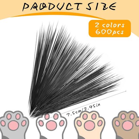 600PCS Simulated Animal Whiskers for Crafts, White & Black 3 Inches Craft Animal Whiskers Simulated Cat Whiskeres Animals Needle Felting Whisker, Plastic Whisker Supplies for Stuffed Muppet in Kuwait