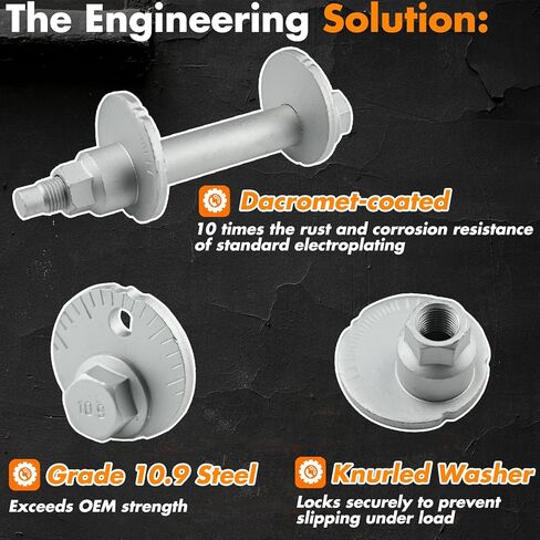 Camber Adjusting Camber Bolt Kit 48190-60040 48409-60040 Compatible with Toyota 2010-2020 4Runner,2009-2014 FJ Cruiser,2015-2019 Tacoma,Front Alignment Camber Toe Adjustment Bolts,4Pcs in Kuwait